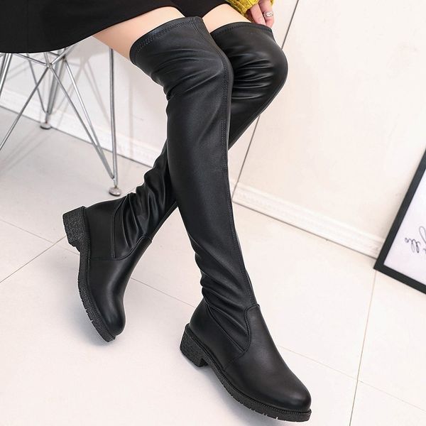 over winter the knee boots women stretch fabric leather thigh high shoes woman long boots bota feminina zapatos de mujer, Black
over winter the knee boots women stretch fabric leather thigh high shoes woman long boots bota feminina zapatos de mujer, Black