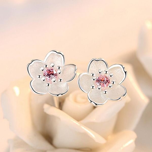 silver 925 jewelry sterling silver earrings cherry blossom inlaid pink zirconia ear studs simple and popular earrings for women, Golden;silver 
silver 925 jewelry sterling silver earrings cherry blossom inlaid pink zirconia ear studs simple and popular earrings for women, Golden;silver