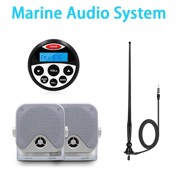marine audio usb mp3 player boat stereo bluetooth receiver + waterproof hanging box speakers for utv atv boat + radio antenna car 
marine audio usb mp3 player boat stereo bluetooth receiver + waterproof hanging box speakers for utv atv boat + radio antenna car