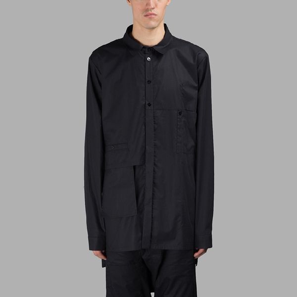 new men's loose shirt patchwork design handmade multi-layer black shirt, White;black
new men's loose shirt patchwork design handmade multi-layer black shirt, White;black