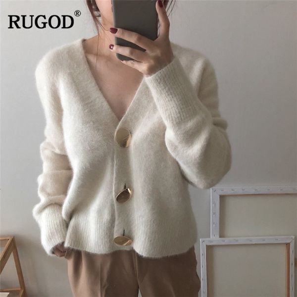 

2020 women's cardigan korean v-neck cashmere long-sleeved warm thick minimalist softness fluffy sweater winter, White;black