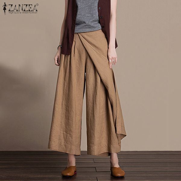 2020 vintage summer elastic waist culottes pants zanzea women's wide leg trousers female solid long pantalon palazzo turnip 5xl, Black;white 
2020 vintage summer elastic waist culottes pants zanzea women's wide leg trousers female solid long pantalon palazzo turnip 5xl, Black;white