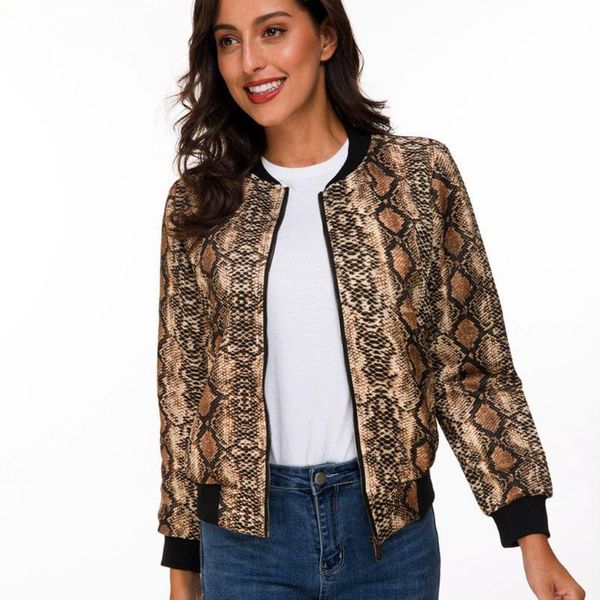women's jackets basic women outerwear coat snake print warm outdoor pocket sports short jacket zipper causal windbreaker, Black;brown
women's jackets basic women outerwear coat snake print warm outdoor pocket sports short jacket zipper causal windbreaker, Black;brown