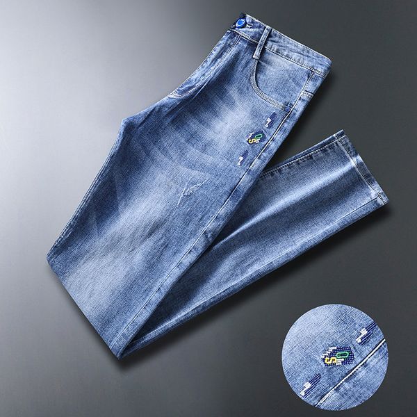 denim trousers men's slim embroidered solid color jean youth autumn and winter light blue wash mid-waist straight stretch leggings
denim trousers men's slim embroidered solid color jean youth autumn and winter light blue wash mid-waist straight stretch leggings