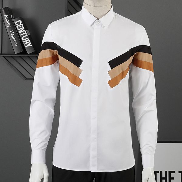 men's dress shirts 100% pure cotton men shirt trendy long sleeve slim patchwork camisas social masculina casual business male, White;black
men's dress shirts 100% pure cotton men shirt trendy long sleeve slim patchwork camisas social masculina casual business male, White;black