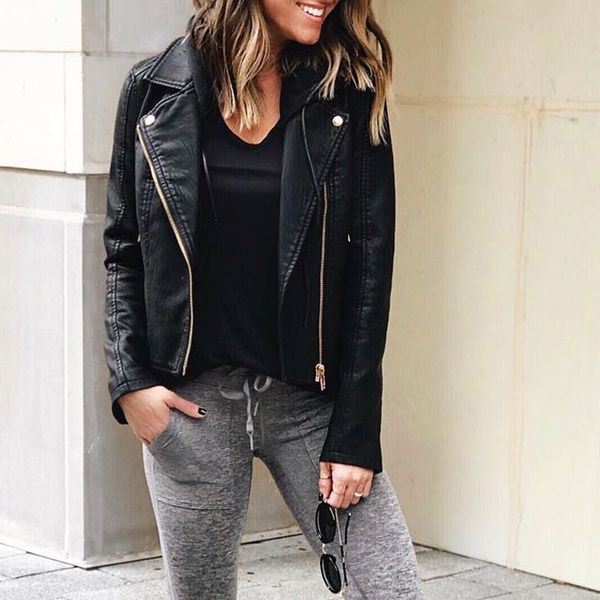 fashion women pu coats long sleeve black jacket elegant loose autumn winter warm zip outwear ladies dames streetwear plus size, Black;brown
fashion women pu coats long sleeve black jacket elegant loose autumn winter warm zip outwear ladies dames streetwear plus size, Black;brown