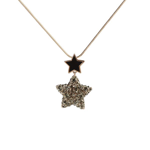 1pc/bag korean fashion black crystal pentagram beauty ladies necklace for women pendant jewelry chain ornaments sweater xl0019, Golden;silver
1pc/bag korean fashion black crystal pentagram beauty ladies necklace for women pendant jewelry chain ornaments sweater xl0019, Golden;silver
