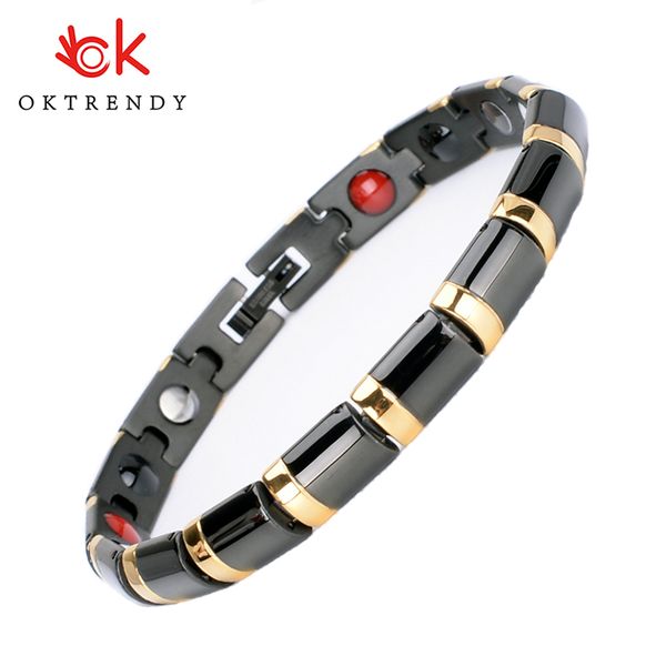 link, chain oktrendy magnetic black gold color stainless steel bracelet for women friendship bracelets with germanium bio health jewelry
link, chain oktrendy magnetic black gold color stainless steel bracelet for women friendship bracelets with germanium bio health jewelry