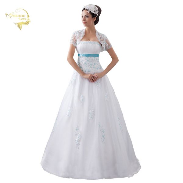 2020 new arrival white wedding dresses with blue applique tulle beading vestidos de novia with bolero bridal gowns 399391ujl, Blue;red
2020 new arrival white wedding dresses with blue applique tulle beading vestidos de novia with bolero bridal gowns 399391ujl, Blue;red