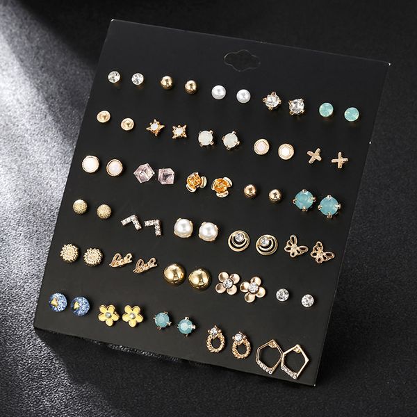 stud 30pair/set creative earrings sets for women girls christmas gifts earring dripping oil flower resin pearl crystal jewelry, Golden;silver
stud 30pair/set creative earrings sets for women girls christmas gifts earring dripping oil flower resin pearl crystal jewelry, Golden;silver