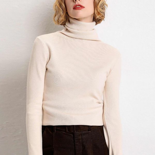 women sweaters soft high-elastic cashmere sweaters women's high-necked solid color pullover thickening tight-fitting slim, White;black
women sweaters soft high-elastic cashmere sweaters women's high-necked solid color pullover thickening tight-fitting slim, White;black