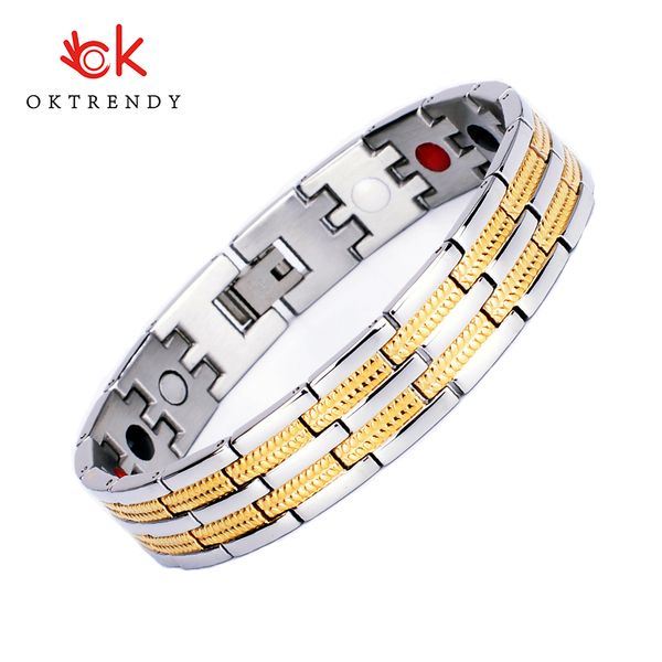 link, chain oktrendy bio magnet energy bracelet for men golf bracelets titanium steel link wristband magnetic power pulseira, Black
link, chain oktrendy bio magnet energy bracelet for men golf bracelets titanium steel link wristband magnetic power pulseira, Black