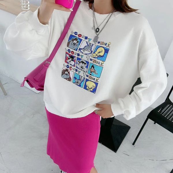 spring and autumn new korean women's clothing aging all-match cartoon printing loose large size washed sweater sweaterworn round neck s, Black
spring and autumn new korean women's clothing aging all-match cartoon printing loose large size washed sweater sweaterworn round neck s, Black