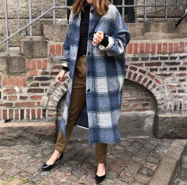women's wool & blends blend women plaid woolen coat long sleeve turn-down collar casual loose lady, Black
women's wool & blends blend women plaid woolen coat long sleeve turn-down collar casual loose lady, Black