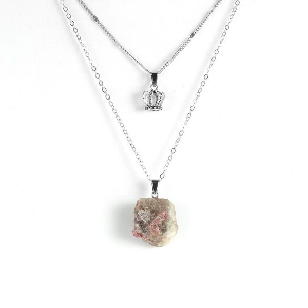 women girls natural stone irregular tourmaline pendant necklace double layers metal crown charm choker clavicle chain jewelry, Silver
women girls natural stone irregular tourmaline pendant necklace double layers metal crown charm choker clavicle chain jewelry, Silver