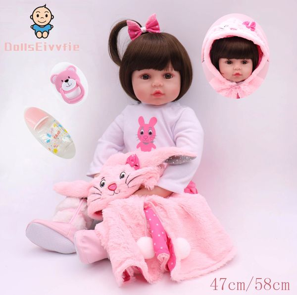 47cm/58cm silicone bebe reborn doll pink cute rabbit costume realistic baby baby gives children the birthday christmas gift y200413
47cm/58cm silicone bebe reborn doll pink cute rabbit costume realistic baby baby gives children the birthday christmas gift y200413