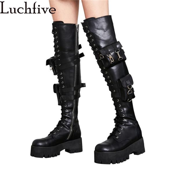 new trend woman long boot over the knee pocket knight boots chunky sole lace-up thigh high boots platform motorcycle woman, Black
new trend woman long boot over the knee pocket knight boots chunky sole lace-up thigh high boots platform motorcycle woman, Black