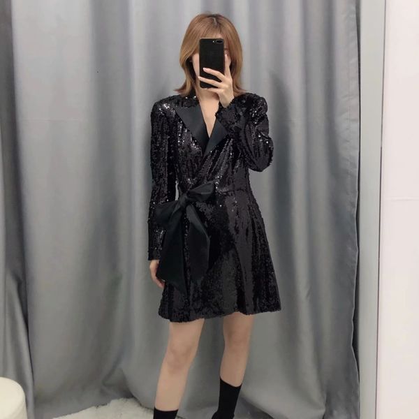 women's suits & blazers 2021 spring and autumn notched collar full sleeves sequins bow waist belts single blazer wk08901l, White;black
women's suits & blazers 2021 spring and autumn notched collar full sleeves sequins bow waist belts single blazer wk08901l, White;black