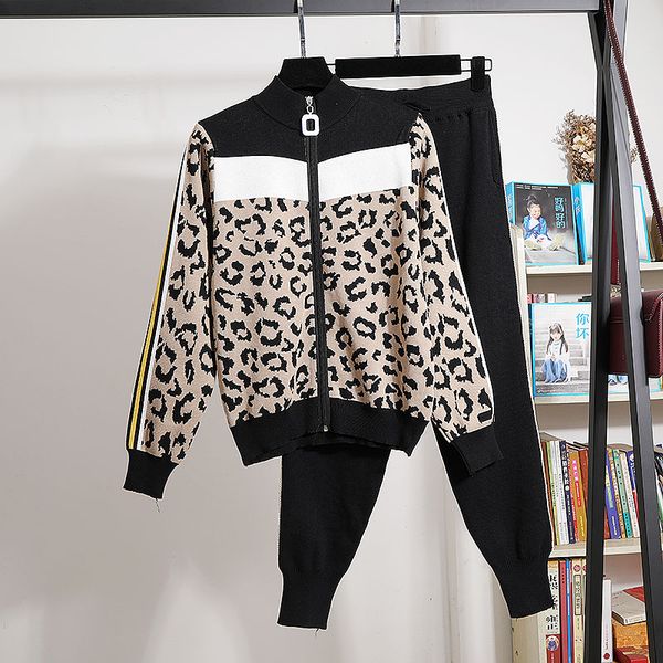 women's tracksuits korean autumn knitted tracksuit 2 piece set women's leopard cardigans + pants two knit sweatshirts sporting su, Gray
women's tracksuits korean autumn knitted tracksuit 2 piece set women's leopard cardigans + pants two knit sweatshirts sporting su, Gray
