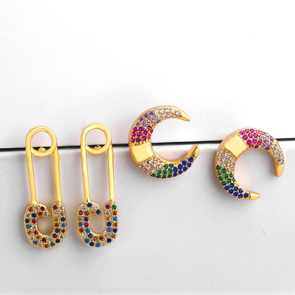 stud safety pin earrings women small moon gold color cz rainbow jewelry mini studs arete boho trendy, Golden;silver
stud safety pin earrings women small moon gold color cz rainbow jewelry mini studs arete boho trendy, Golden;silver