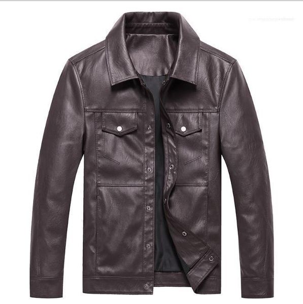 pocket coats fashion casual male loose outwears mens designer pu jacket button fly teenagers stand collar, Black;brown
pocket coats fashion casual male loose outwears mens designer pu jacket button fly teenagers stand collar, Black;brown