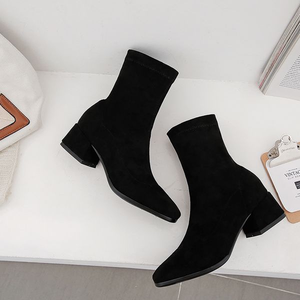 short boots women's high heels autumn and winter new style boots elastic high heels women's pointed single, Black
short boots women's high heels autumn and winter new style boots elastic high heels women's pointed single, Black