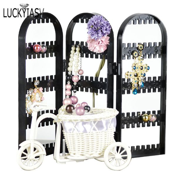 black 120/180/240/300/360 holes plastic earrings studs display rack folding screen earring jewelry display holder storage box, Pink;blue
black 120/180/240/300/360 holes plastic earrings studs display rack folding screen earring jewelry display holder storage box, Pink;blue