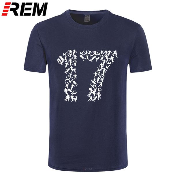 rem fashion number17 t shirt footballer tee men 100% cotton o neck t-shirt