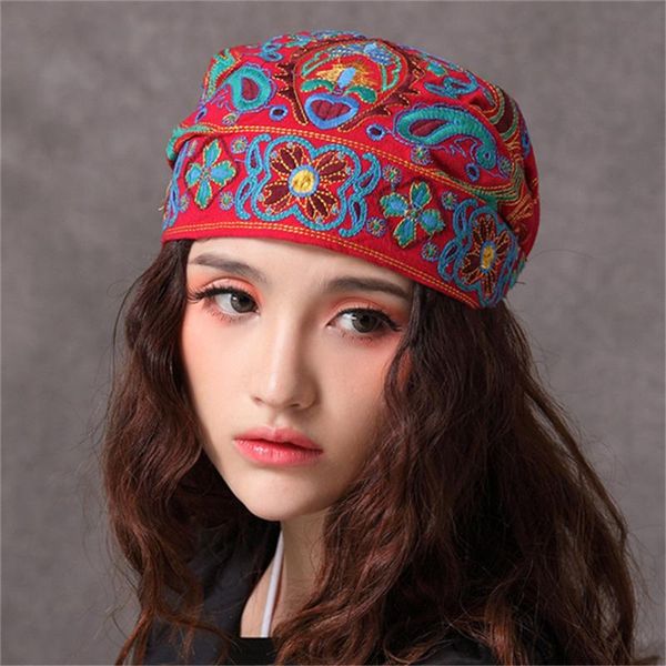 women mexican style ethnic vintage embroidery flowers bandanas red print hat winter hats for women exquisite hats, Blue;gray
women mexican style ethnic vintage embroidery flowers bandanas red print hat winter hats for women exquisite hats, Blue;gray