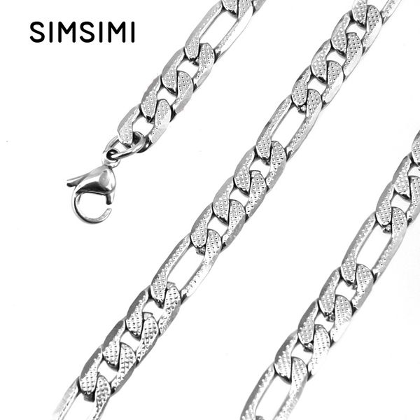 simsimi stainless steel 6mm width men's necklace figaro chain has net dot lobster clasps necklace wholesale 10pcs, Silver
simsimi stainless steel 6mm width men's necklace figaro chain has net dot lobster clasps necklace wholesale 10pcs, Silver