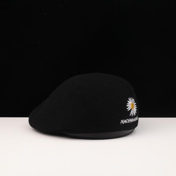 new small daisy embroidery beret female summer thin section breathable british knitted wild painter hat, Blue;gray
new small daisy embroidery beret female summer thin section breathable british knitted wild painter hat, Blue;gray
