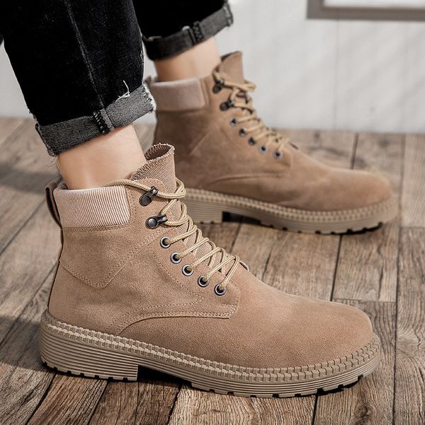 men's workwear ankle boot new high-shoes for autumn madin army boots in the desert, Black