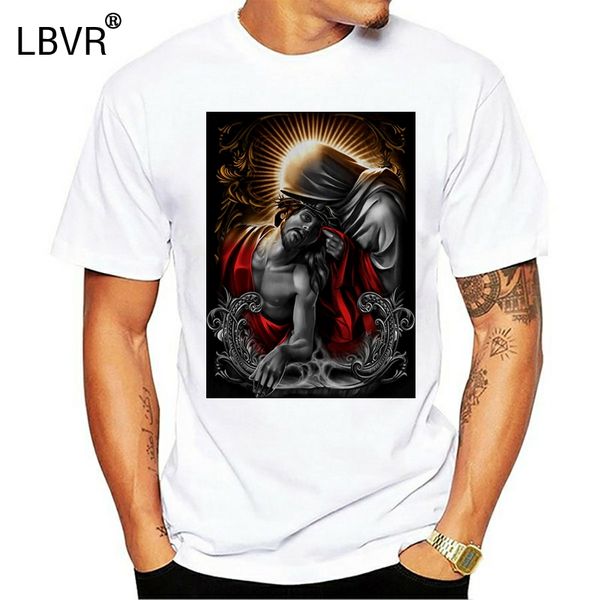 aztlan virgin mary blessing men's graphic short sleeve t-shirt retro o neck tee shirt