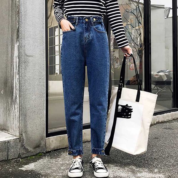 women's jeans vintage high waist woman casual plus size button boyfriend women cotton washed harem femme, Blue
women's jeans vintage high waist woman casual plus size button boyfriend women cotton washed harem femme, Blue