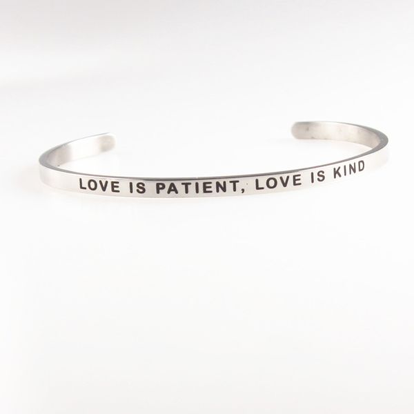 bangle stainless steel engraved love is patient,love kind inspirational quote cuff mantra bracelet, Black
bangle stainless steel engraved love is patient,love kind inspirational quote cuff mantra bracelet, Black