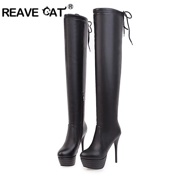 reave cat size 34-43 women boot over knee boots zapatos femininos pu lace-up shoes women zipper high heel boots platform a1032, Black
reave cat size 34-43 women boot over knee boots zapatos femininos pu lace-up shoes women zipper high heel boots platform a1032, Black
