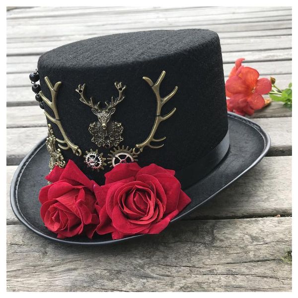 stingy brim hats women handmade steampunk hat with flowers stage magic party size 57cm, Blue;gray
stingy brim hats women handmade steampunk hat with flowers stage magic party size 57cm, Blue;gray