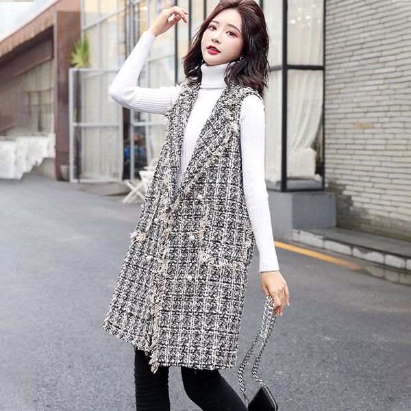 women's vests sleeveless jacket mid-length 2021 autumn and winter plaid coat vest fashion slim plus size women clothing, Black;white
women's vests sleeveless jacket mid-length 2021 autumn and winter plaid coat vest fashion slim plus size women clothing, Black;white