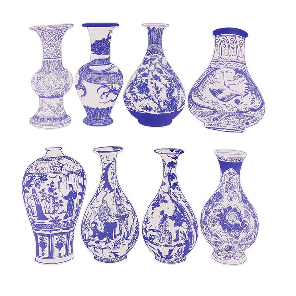 8x holiday diy blue and white porcelain vase post decorations gallery hallway decors craft cardstock vase sticker 140-215mm
8x holiday diy blue and white porcelain vase post decorations gallery hallway decors craft cardstock vase sticker 140-215mm