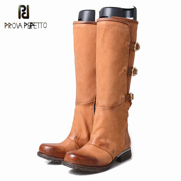 prova perfetto fashion genuine leather do the old retro woman knee high boots patchwork buckle strap knight warm low heel boots, Black
prova perfetto fashion genuine leather do the old retro woman knee high boots patchwork buckle strap knight warm low heel boots, Black