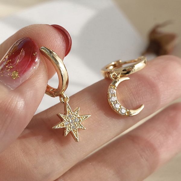 fashion geometric dangle drop earrings for women asymmetric earrings of crystal star moon female korean gold color hoops jewelry, Golden;silver
fashion geometric dangle drop earrings for women asymmetric earrings of crystal star moon female korean gold color hoops jewelry, Golden;silver