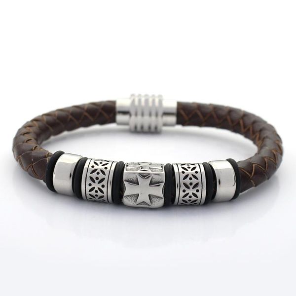 men bangles 8mm genuine braided leather bracelet never fade 316 stainless steel cross charms bead bracelets with magnet clasp, Golden;silver
men bangles 8mm genuine braided leather bracelet never fade 316 stainless steel cross charms bead bracelets with magnet clasp, Golden;silver