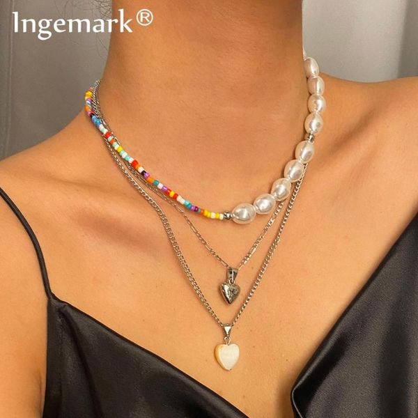bohemian baroque pearl chain necklace summer beach multilayer resin white color love heart pendant choker necklace women jewelry, Silver
bohemian baroque pearl chain necklace summer beach multilayer resin white color love heart pendant choker necklace women jewelry, Silver