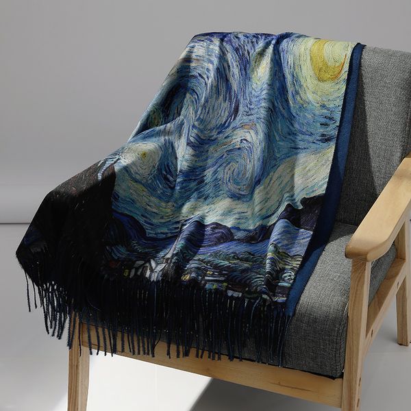 women winter new cashmere scarf shawl digital painted shawl starry sky oil painting ladies blanket scarf, Blue;gray
women winter new cashmere scarf shawl digital painted shawl starry sky oil painting ladies blanket scarf, Blue;gray