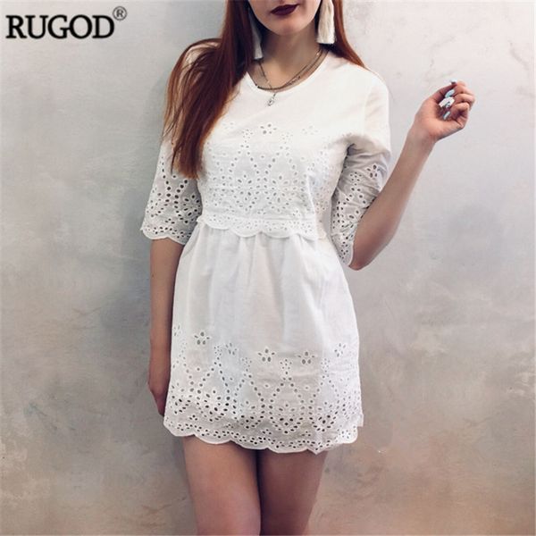 party dresses rugod 2021 summer elegant hollow out white lace dress female casual tunic o neck short sleeve cotton with lining vestidos, White;black
party dresses rugod 2021 summer elegant hollow out white lace dress female casual tunic o neck short sleeve cotton with lining vestidos, White;black