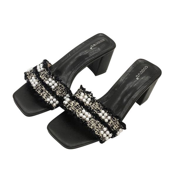 beast2020 chic with coarse pearl woman summer outside clothes fairy cool slippers, Black
beast2020 chic with coarse pearl woman summer outside clothes fairy cool slippers, Black