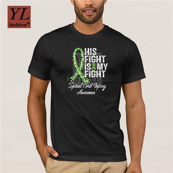 new summer men s casual print t shirt fashion spinal cord injury awareness his fight is my fight 100% cotton t shirt