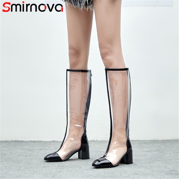 smirnova big size 33-41 fashion knee high boots women round toe zip pvc+patent leather boots high heels shoes women, Black
smirnova big size 33-41 fashion knee high boots women round toe zip pvc+patent leather boots high heels shoes women, Black