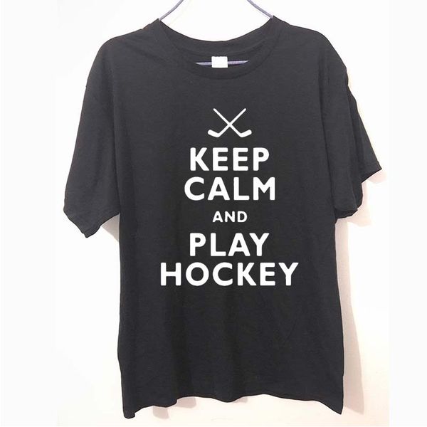 new brand clothing keep calm and play hockeys novelty present t shirt men funny