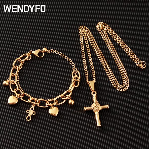 new classic rose gold color cross necklaces pendant for women girls stainless steel crucifix christian necklace hip hop jewelry, Silver
new classic rose gold color cross necklaces pendant for women girls stainless steel crucifix christian necklace hip hop jewelry, Silver